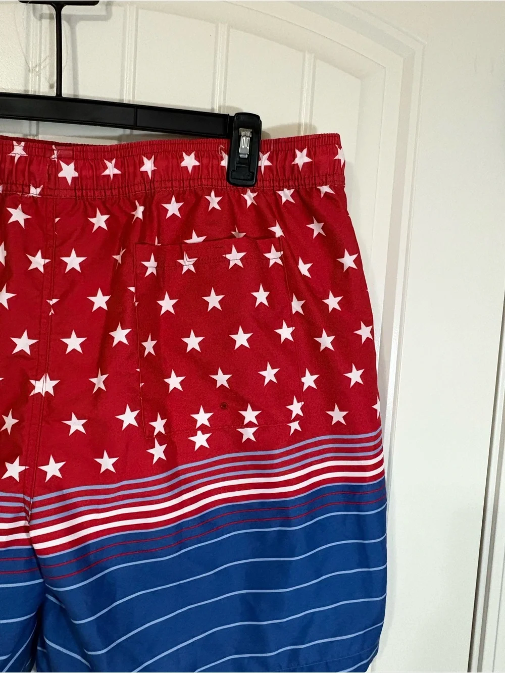 Men's Red & Blue Star Stripe Swim Board Shorts